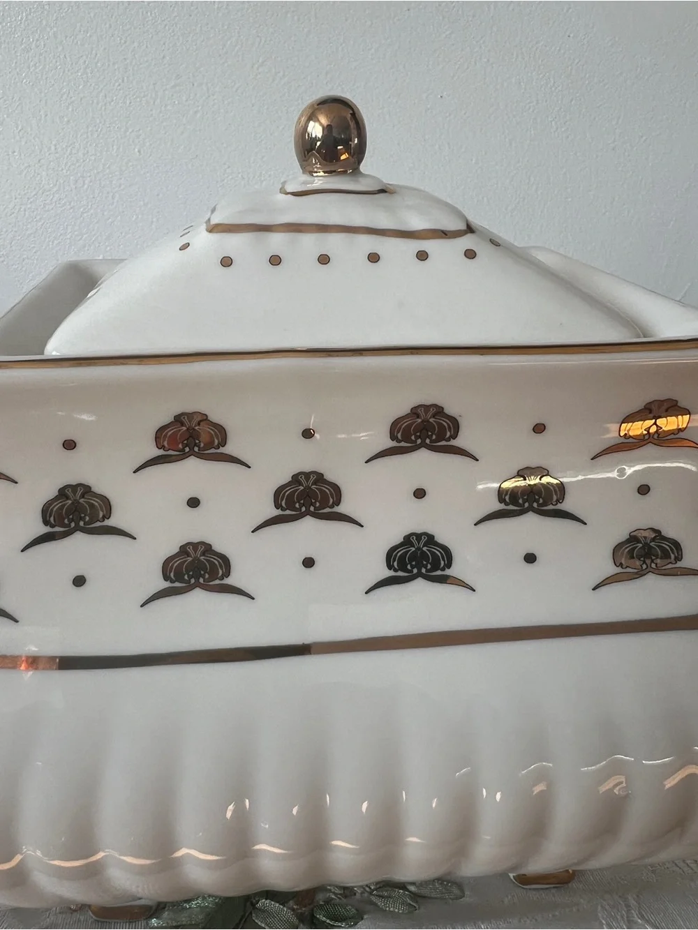 Anthropologie Cream and Gold MET Collaboration Stoneware Teapot